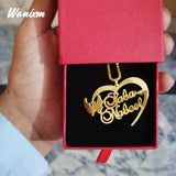 Heart Name Necklaces for Women Stainless Steel Butterfly Pendant Letters Necklac