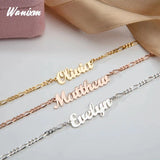 Women's Stainless Steel Nameplate Bracelet with Heart Chain