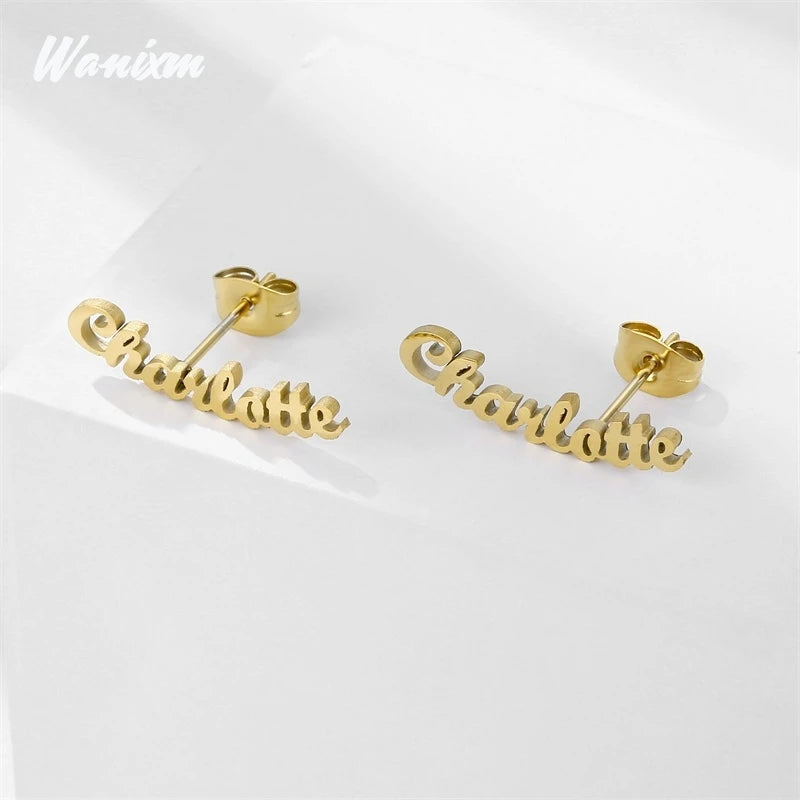 Personalized Stainless Steel Name Earrings for Women