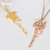 Handwritten Name Necklace Stainless Steel Animal Pendant Gift