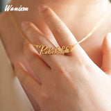 Personalized Name Necklace Women Stainless Steel Heart Zircon Pendant