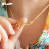 Personalized Name Necklace Women Stainless Steel Heart Zircon Pendant