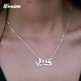 Personalized Name Necklace Women Stainless Steel Heart Zircon Pendant