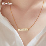 Engraved Bar Necklace Personalized Stainless Steel Handwriting Pendant