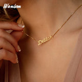 Personalized Stainless Steel Name Necklace Box Chain Pendant Jewelry