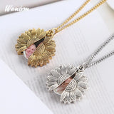 Sunflower Name Picture Pendant Locket Necklace
