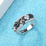 Vintage Red Zircon Flower Skull Ring - Western Punk Style