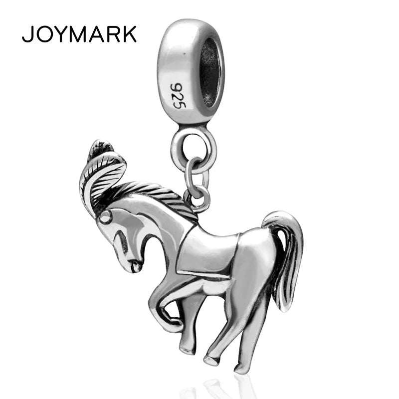 925 Silver War Horse Pendant Dangle Charm Beads for Jewelry Making