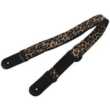 Cartoon Style Guitar Strap Denim Belt Leather Ends Yellow Leopard Print