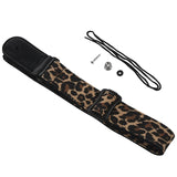 Cartoon Style Guitar Strap Denim Belt Leather Ends Yellow Leopard Print