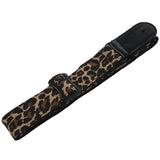 Cartoon Style Guitar Strap Denim Belt Leather Ends Yellow Leopard Print