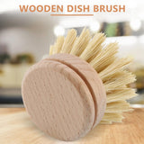 Wooden Dish Brush with 6 Replacement Brush Heads