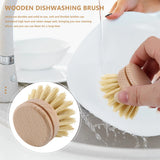 Wooden Dish Brush with 6 Replacement Brush Heads