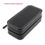 Leather Zipper Watch Case Lid Storage Box