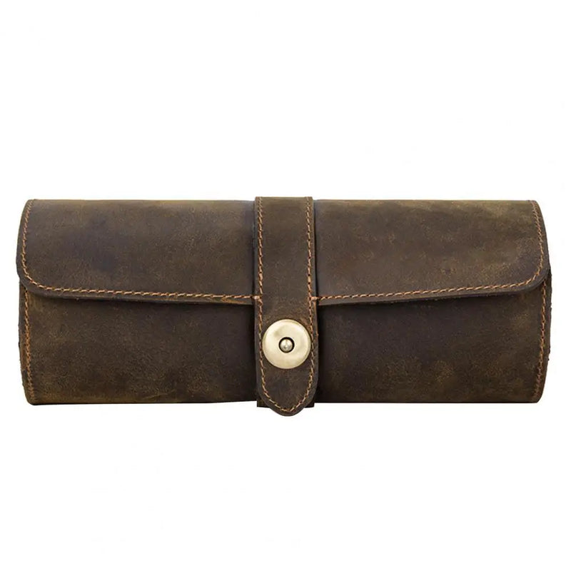 Watch Case Storage Watch Band Holder Faux Leather Suction Buckle Roll