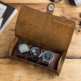 Watch Case Storage Watch Band Holder Faux Leather Suction Buckle Roll