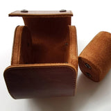 Vintage Leather Watch Roll Travel Case - Portable Watch Storage Box