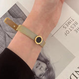 Adjustable Mesh Bracelets with Round Roman Numeral Charm