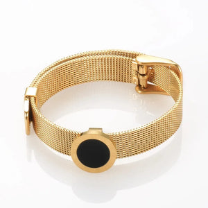 Adjustable Mesh Bracelets with Round Roman Numeral Charm