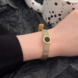 Adjustable Mesh Bracelets with Round Roman Numeral Charm
