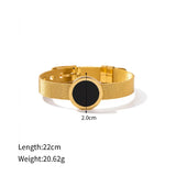 Adjustable Mesh Bracelets with Round Roman Numeral Charm