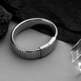 Wide Men's Bracelet Stainless Steel Magnetic Clasp Punk Streetwear