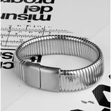 Wide Men's Bracelet Stainless Steel Magnetic Clasp Punk Streetwear