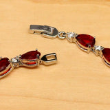 Water Drop Red Gem CZ 925 Sterling Silver Bracelet