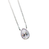925 Silver Water Drop Diamond Pendant Choker Necklace