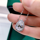 925 Silver Water Drop Diamond Pendant Choker Necklace