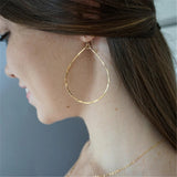 Water Drop Big Hoop Earrings Real Filled Vintage Jewelry Orecchini Brincos