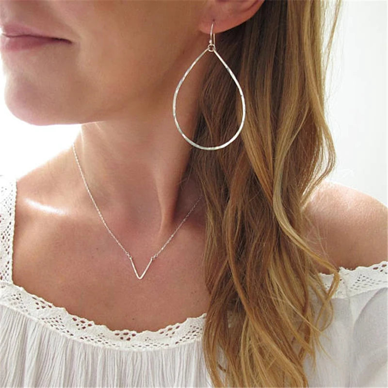 Water Drop Big Hoop Earrings Real Filled Vintage Jewelry Orecchini Brincos