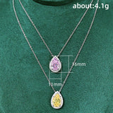 925 Silver Water Drop Chocker Necklace AAAAA Zircon Bridal Pendant