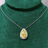 925 Silver Water Drop Chocker Necklace AAAAA Zircon Bridal Pendant