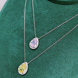 925 Silver Water Drop Chocker Necklace AAAAA Zircon Bridal Pendant