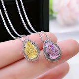 925 Silver Water Drop Chocker Necklace AAAAA Zircon Bridal Pendant