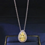 925 Silver Water Drop Chocker Necklace AAAAA Zircon Bridal Pendant
