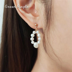 Water Drop Circle Pearl Earrings 14K Filled Pearl Earrings Jewelry