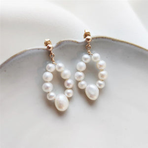 Water Drop Circle Pearl Earrings 14K Filled Pearl Earrings Jewelry