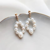 Water Drop Circle Pearl Earrings 14K Filled Pearl Earrings Jewelry