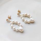 Water Drop Circle Pearl Earrings 14K Filled Pearl Earrings Jewelry
