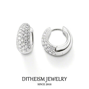Water Drop CZ Hoop Earrings, 925 Silver Career Gift
