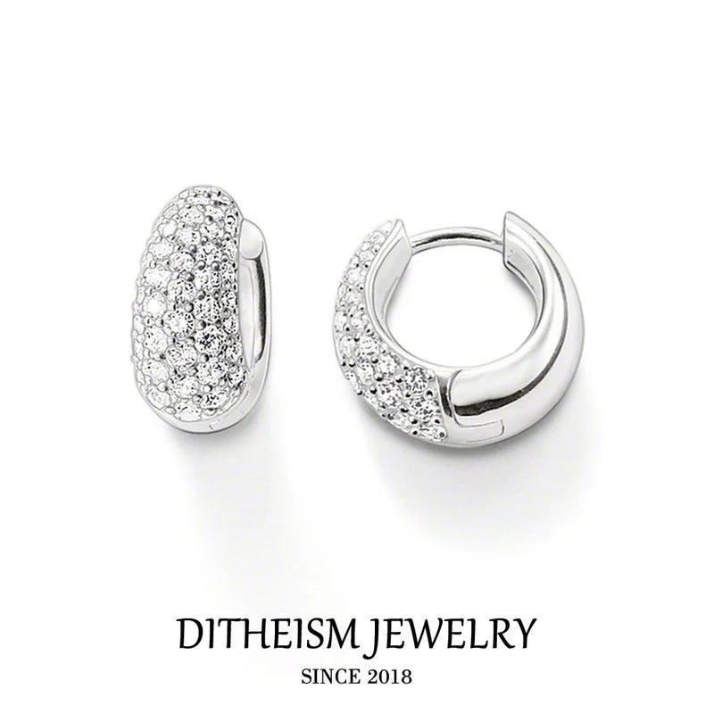 Water Drop CZ Hoop Earrings, 925 Silver Career Gift