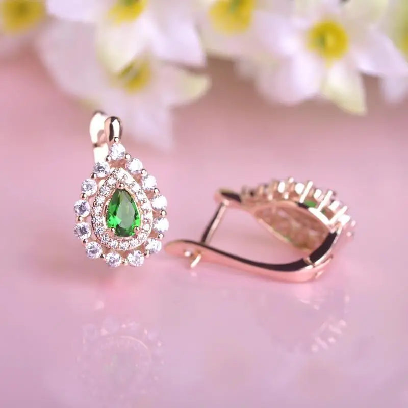 Water Drop Crystal Bridal Earrings Copper Stud Earring