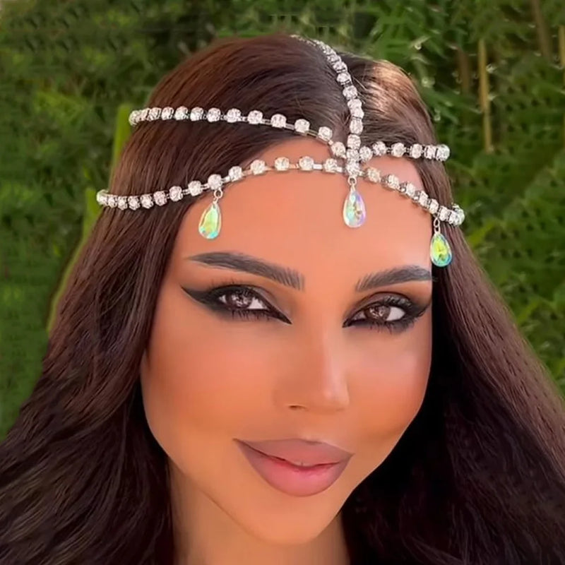 Crystal Hair Chain Headpiece Wedding Bride Rhinestone Headband