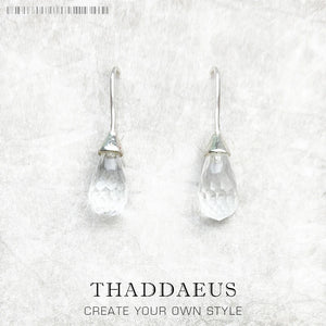 Crystal Water Drop Earrings - 925 Sterling Silver