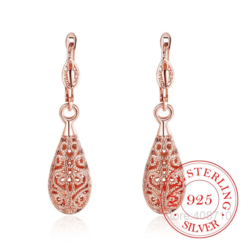 Sterling Silver Water Drop Dangle Earrings for Women Wedding Jewelry