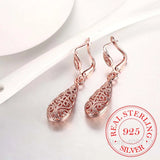 Sterling Silver Water Drop Dangle Earrings for Women Wedding Jewelry