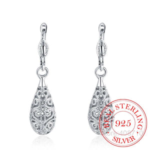Sterling Silver Water Drop Dangle Earrings for Women Wedding Jewelry
