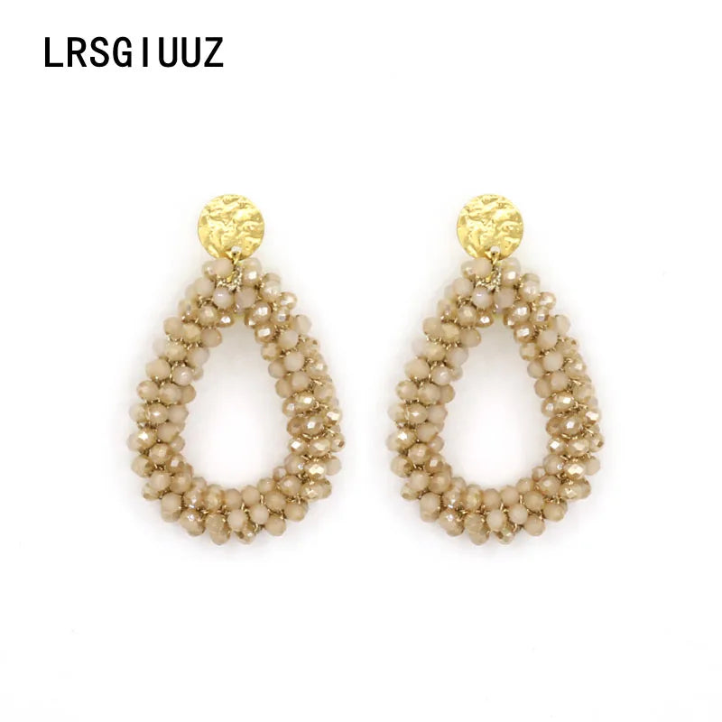 Crystal Water Drop Earrings Stainless Steel Vintage Long Earrings